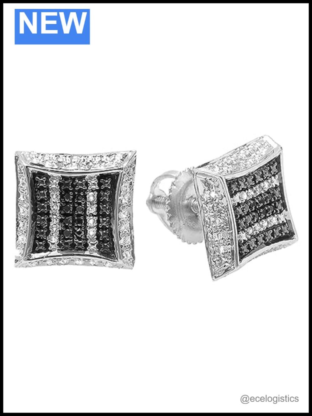 14K White Gold Black Diamond Earrings